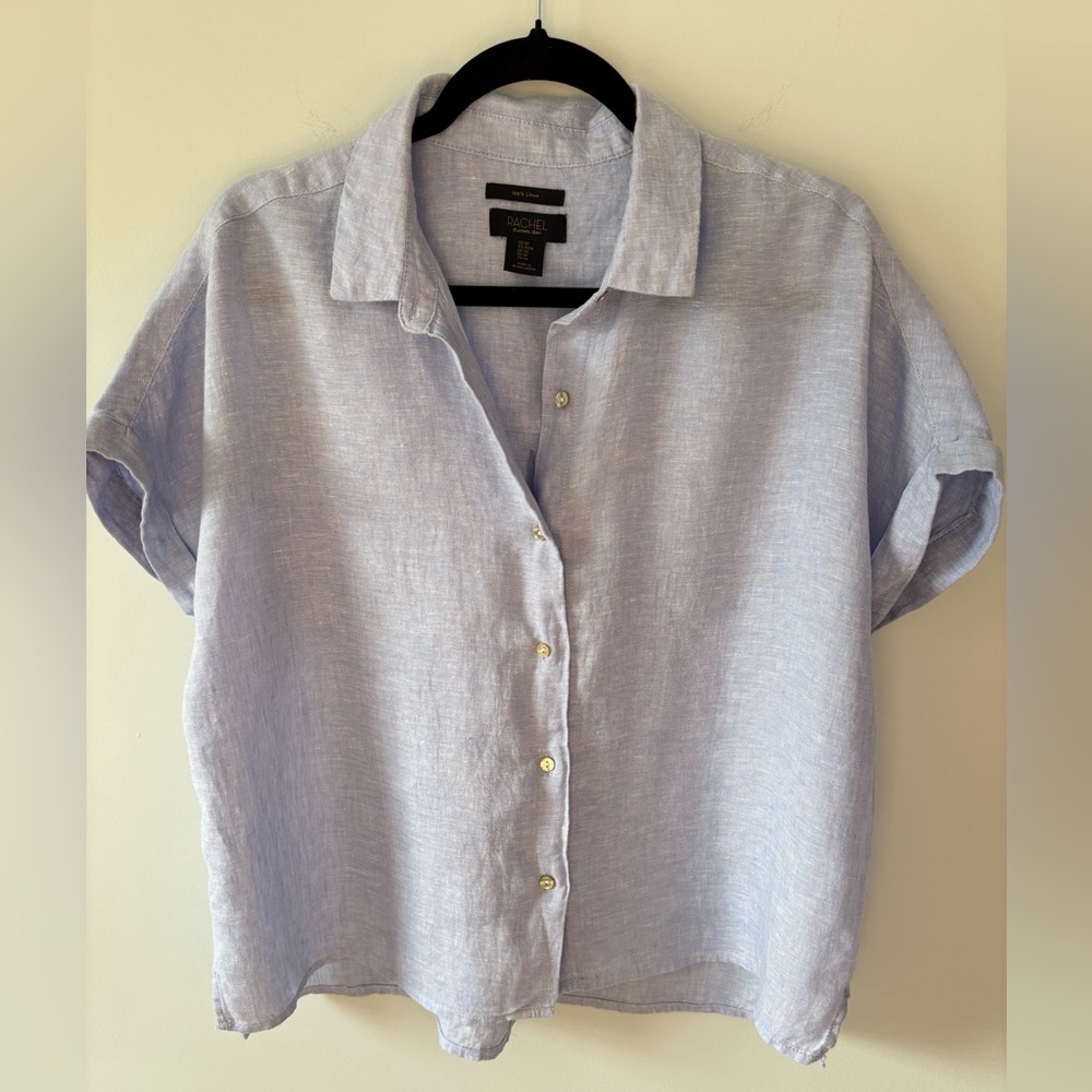 Rachel Roy Blue Linen Blouse